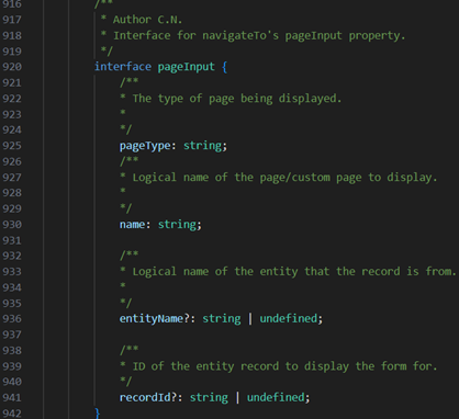 pageInput interface added to the component framework typings